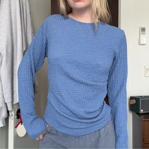 Zara Textured Blue Long Sleeve Top